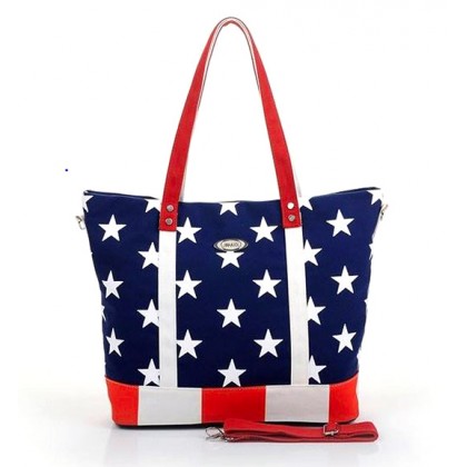 USA Flag Print Canvas Tote - BG-US001BL