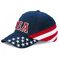 Baseball Caps - 12 PCS Cotton Twill Washed USA Flag Cap - HT-7642C