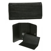 Wallet - 12 pcs Faux Soft Leather Wallet - Black - WL-190JRBK