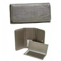 Wallet - 12 pcs Faux Soft Leather Wallet - Dark Silver - WL-190JRDSV