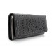 Wallet - 12 pcs Shinny Croc Embossed w/ Twisted Closure Pocket - Black - WL-AL240BK