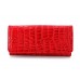 Wallet - 12 pcs Shinny Croc Embossed w/ Twisted Closure Pocket - Red - WL-AL240RD