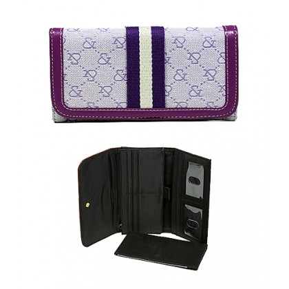 Wallet - 12 pcs Jacquard Monogram Check Book Wallet - Purple  -WL-AND008BPU