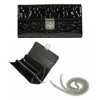 Wallet - 12 pcs Genuine Leather w/ Floral Embossed - Black - WL-C1020BK