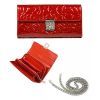 Wallet - 12 pcs Genuine Leather w/ Floral Embossed - Red - WL-C1020RD