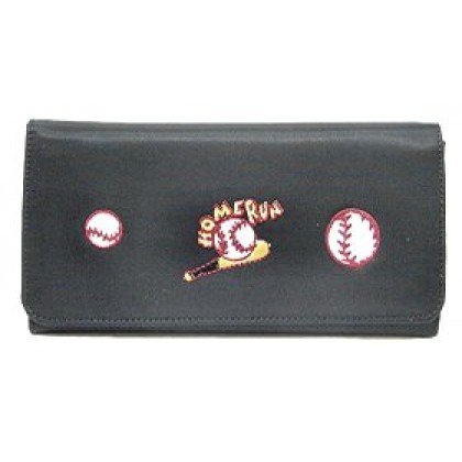 Wallet - 12 pcs Embroidered Baseball Theme - Black - WL-EBB030WBBK