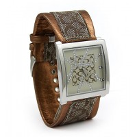 Watch – 12 PCS Lady Watches - Monogram Soft Band w/ Rhinestone Numbers - Copper