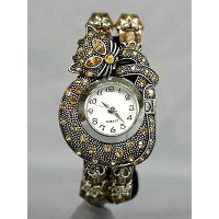 Watch – 12 PCS Bracelet Watches - Rhinestone Kitty - Brown - WT-KH01407BN