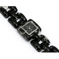 Watch – 12 PCS Lady Watches - Acrylic Link Band - Black - WT-L80020BK