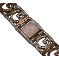 Watch – 12 PCS Lady Watches - Rhinestone G Metal Bracelet - Brown - WT-L80555BN