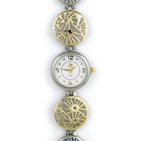 Watch – 12 PCS Lady Watches - Filigri Carving Disc Links Band - Silver/Gold - WT-L80617TT