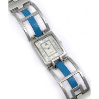 Watch – 12 PCS Lady Watches - Chrome Square Link Band- Blue - WT-L80639BL
