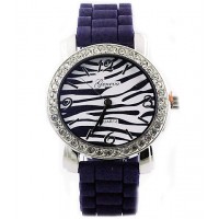Watch – 12 PCS Lady Watches - Slicone Band w/ Stripes Dial - Purple -WT-MN8001Z-PL