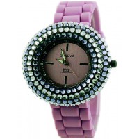 Watch – 12 PCS Lady Watches - Slicone Band w/ Rhinestones - Purple - WT-MN8021PL