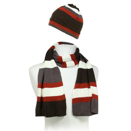 Hat & Scarf Set – 12-set Knitted Stripes Set – HTSF-TO102-1