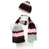 Hat & Scarf Set - 12-set Knitted Stripes Set – HTSF-TO102-3