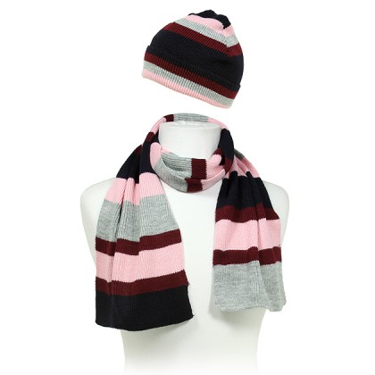 Hat & Scarf Set - 12-set Knitted Stripes Set – HTSF-TO102-3