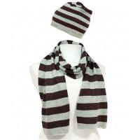 Hat & Scarf Set - 12-set Knitted Stripes Set – HTSF-TO103BNGY