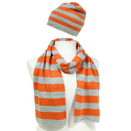 Hat & Scarf Set - 12-set Knitted Stripes Set – HTSF-TO103OGGY