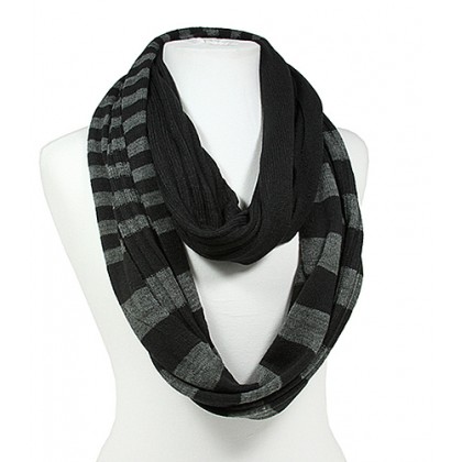 Scarf - 12 PCS Infinity Loop Knitted Stripes – Black