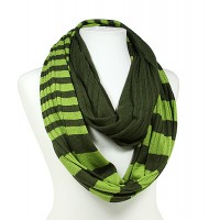 Scarf - 12 PCS Infinity Loop Knitted Stripes - Olive -SF-11KS002OLV