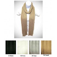 Scarf - 12 PCS Scoodie  Scarf - Arcylic Ribbed Knit Scart - SF-KN840