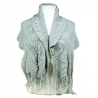 Scarf - 12 PCS Knitted W/ Fringe - Gray - SF-S1272GY