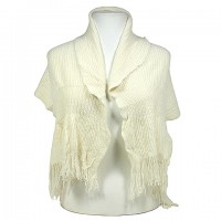 Scarf - 12 PCS Knitted W/ Fringe - Ivory - SF-S1272IV