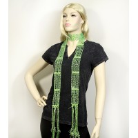 Scarf - 12 PCS Beaded Crochet Sash - Green Color - SF-SFS119005