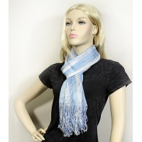 Scarf - 12 PCS Shimmer Shawl Stripe - Blue / White Color - SF-SHL107102