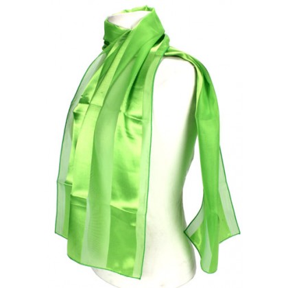 Scarf - 12 PCS Satin Solid - Stripes - Lime – SF-AO001LM