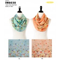 Infinity Scarf - 12 PCS Silk Touch - Daisy Print  - SF-IN6030