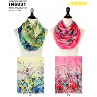 Infinity Scarf - 12 PCS Silk Touch - Garden Print  - SF-IN6031
