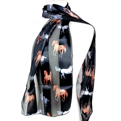 Scarf - 12 PCS Horses Prints - SF-ON2027BK