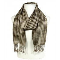 Scarf - 12 PCS Houndstooth Print - Brown Color - SF-PS454BN