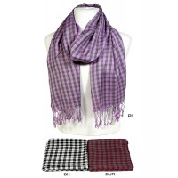 Scarf - 12 PCS Plaid Print Scarf - SF-PS478