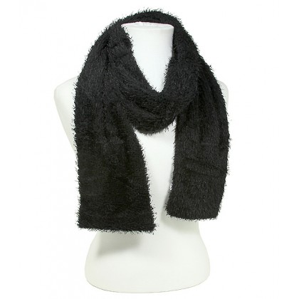 Scarf - 12 PCS Chenille -Black Color - SF-S1325BK