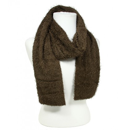 Scarf - 12 PCS Chenille -Brown Color - SF-S1325BN