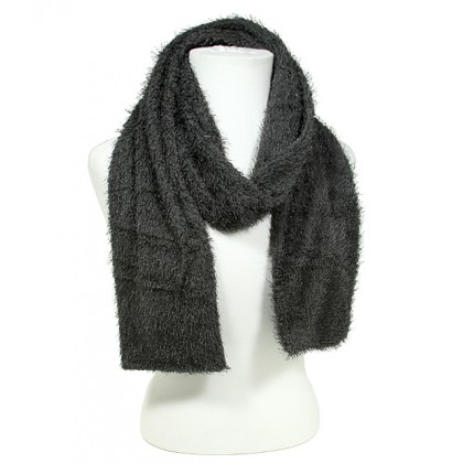 Scarf - 12 PCS Chenille -Dark Gray Color - SF-S1325DGY