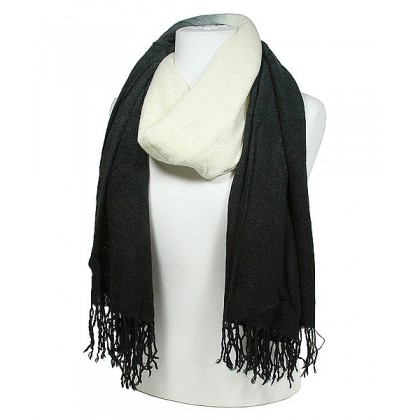 Scarf - 12 PCS Shawl - Two Tone Shawl - Black - SF-SSF18005BK