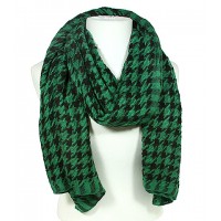 Scarf - 12 PCS Houndstooth Print - Green - SF-TSF51489GN
