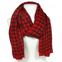 Scarf - 12 PCS Houndstooth Print - Red - SF-TSF51489RD