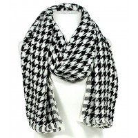Scarf - 12 PCS Houndstooth Print - White - SF-TSF51489WH