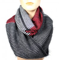 Infinity Scarf - 12 PCS Multi Color Stripes - Gray/Red/White Color – SF-16832GYRDWT