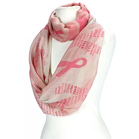 Scarf - 12 PCS Infinity Scarf - Pink Ribbon - Pink - SF-OF014PNK