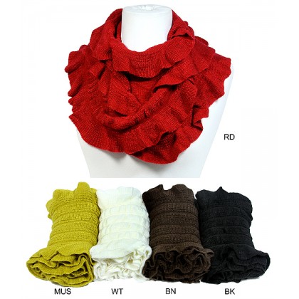 Scarf - 12 PCS Infinity - Crochet Ruffle - SF-S1328J