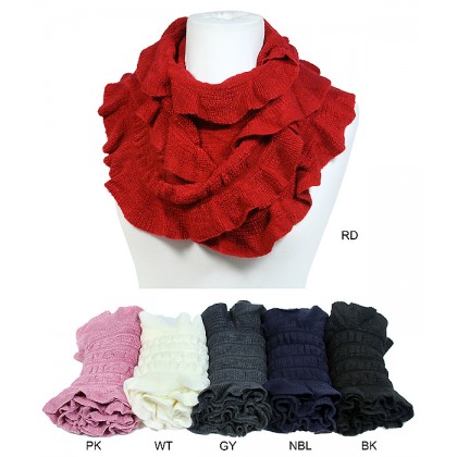 Scarf - 12 PCS Infinity - Crochet Ruffle - SF-S1328