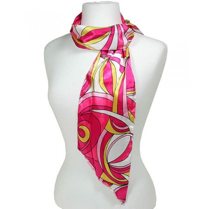 Sash Scarf - 12 PCS Pucci Print - H.Pink /Yellow - SF-CFB21402