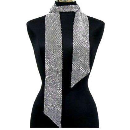 Scarf - Double-side Metallic Foil Scarf - Silver - SF-SFS107101