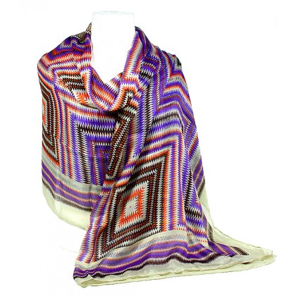 Scarf - 12 PCS Shawl - Concentric Square Print - Purple – SF-ASF50574PP